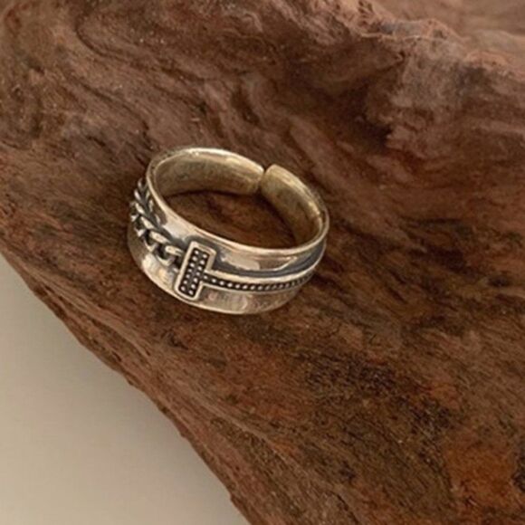 #36 TWO RINGS NEW Retro 925 Sterling Silver Cross Ring - Picture 4 of 9